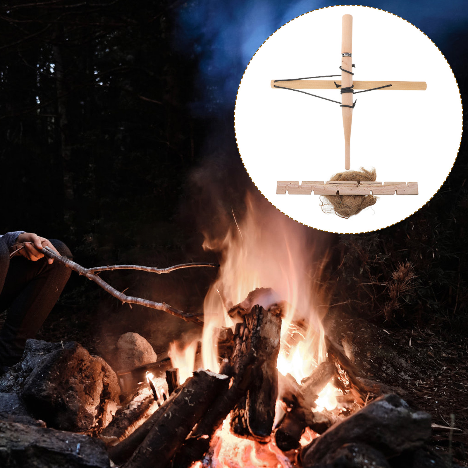Outdoor Y Camping - Accendifuoco a Arco, Strumento Primitivo per