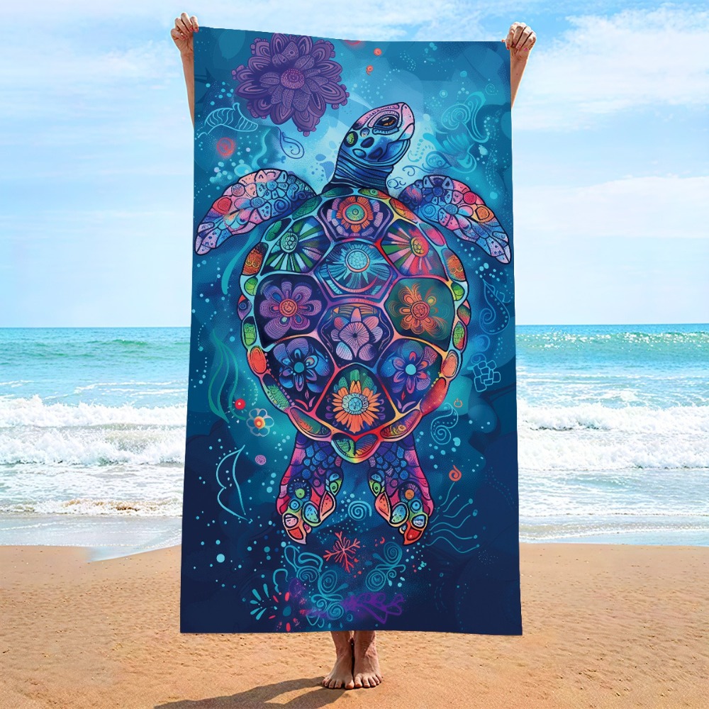 Camp Towel Microfiber - Asciugamano da spiaggia colorato con tartaruga
