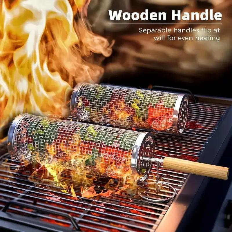 Outdoor Camping Cooking Set - Cestello per Barbecue in Acciaio Inox,